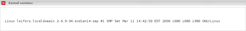 Page which displays the kernel version