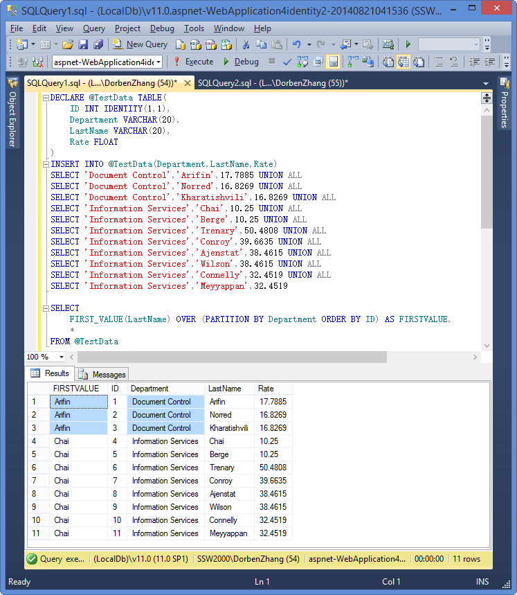 SqlServer2012中First_Value函数简单分析，firstvalue函数