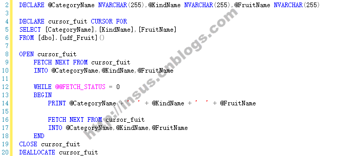 MS SQL Server游标(CURSOR)的学习使用