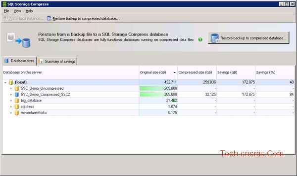 用SQL Storage Compress压缩SQL Server数据库文件